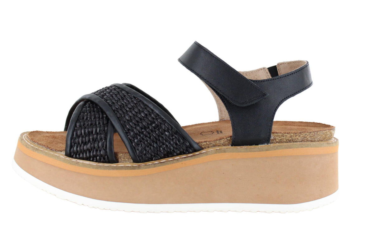 Jet Blk Lthr Blk Raffia
