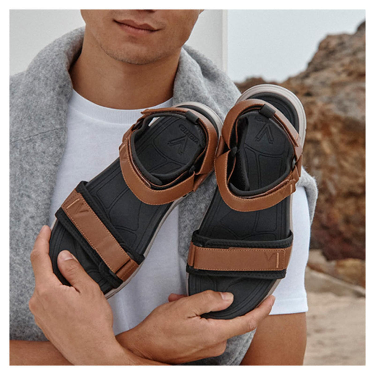 Hazelnut Leather and Fabric