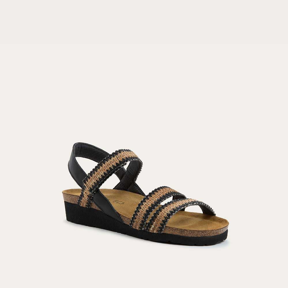 Jet Black Leather/Black/Brown Raffia