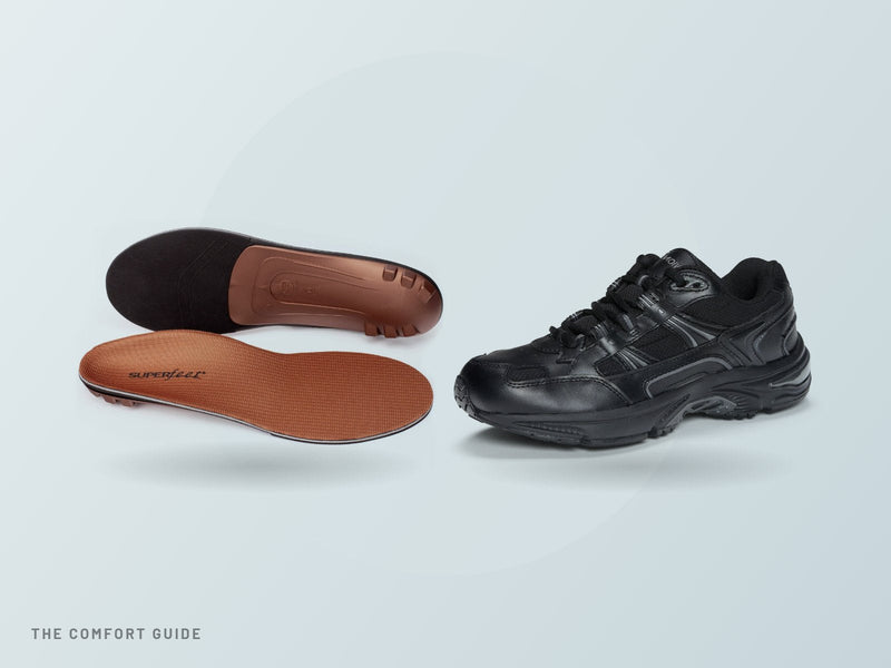 Superfeet arch support insole with a supportive Vionic sneaker