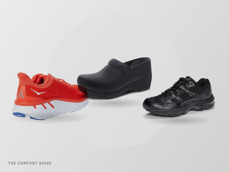 Lineup of comfort shoes from HOKA, Dansko and Vionic
