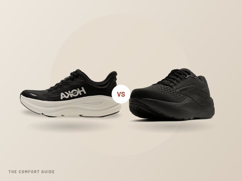 HOKA Bondi 9 next to a Brooks Ghost Max walking shoe