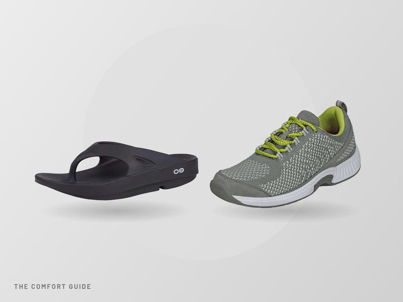 OOFOS recovery sandal and Orthofeet supportive shoe
