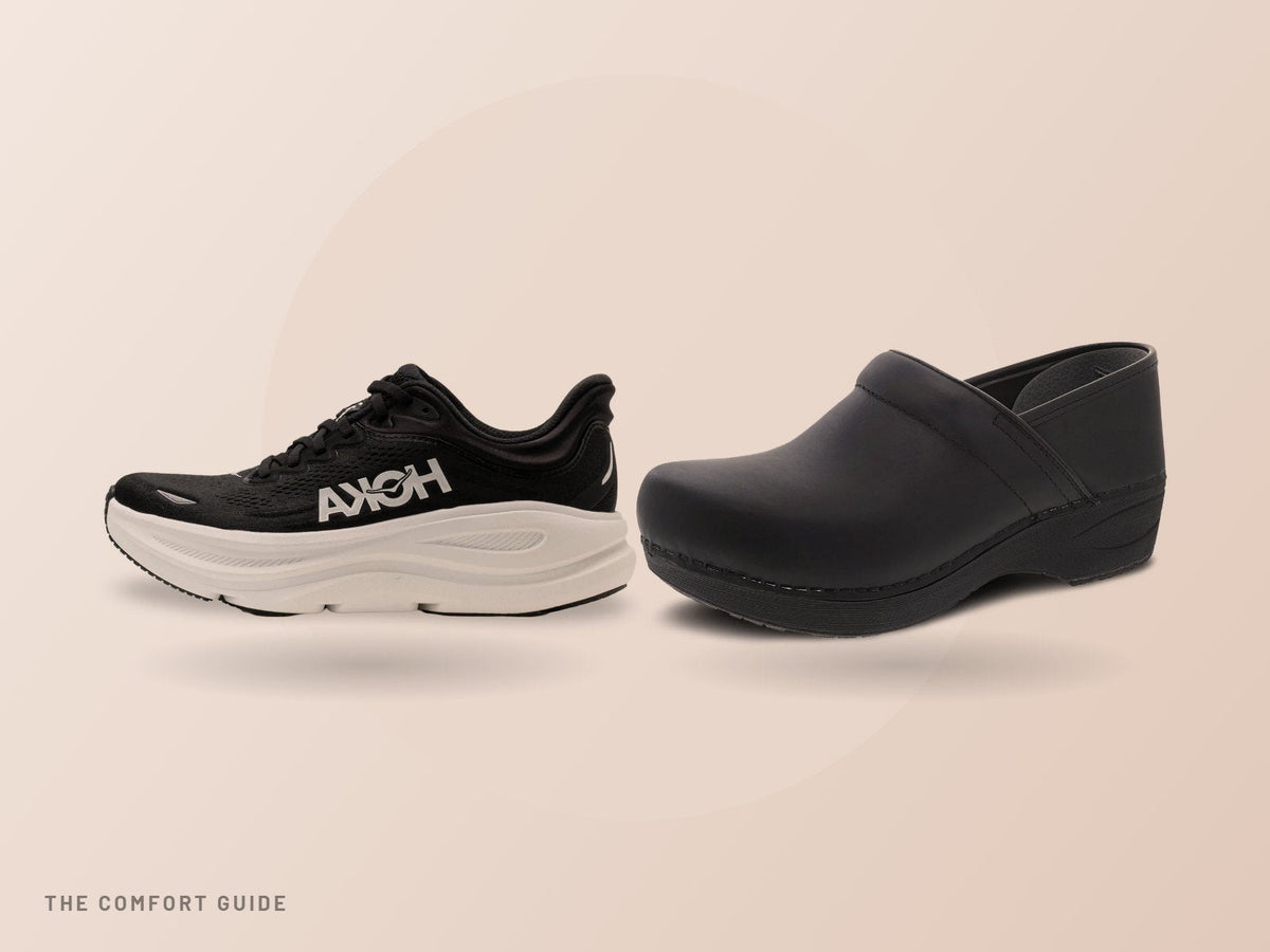 HOKA Bondi 9 and Dansko XP 2.0 clog for standing on concrete all day