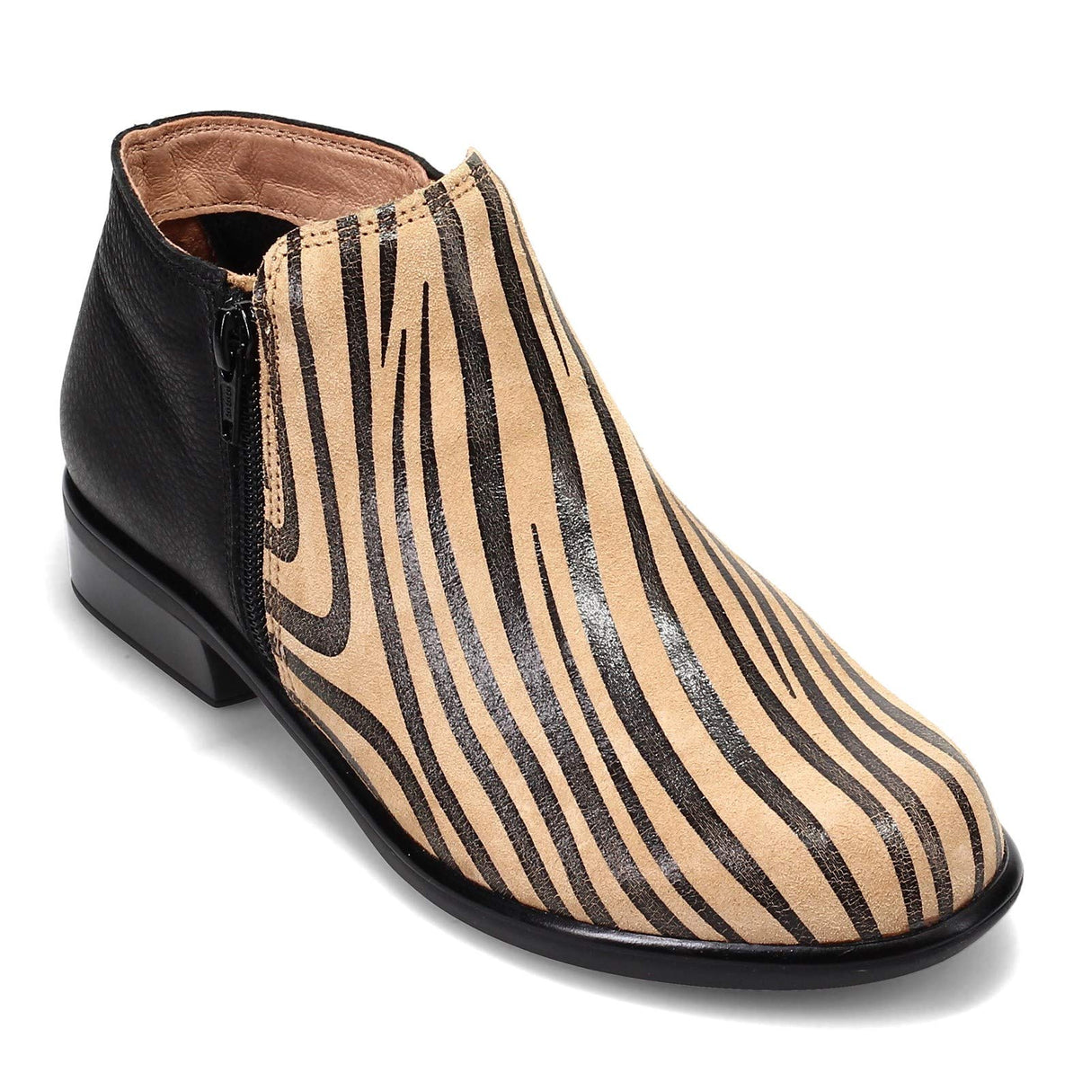 Tan Zebra Lthr/Sft Blk Lthr