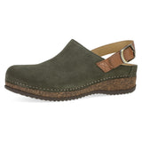 Olive Embossed Suede