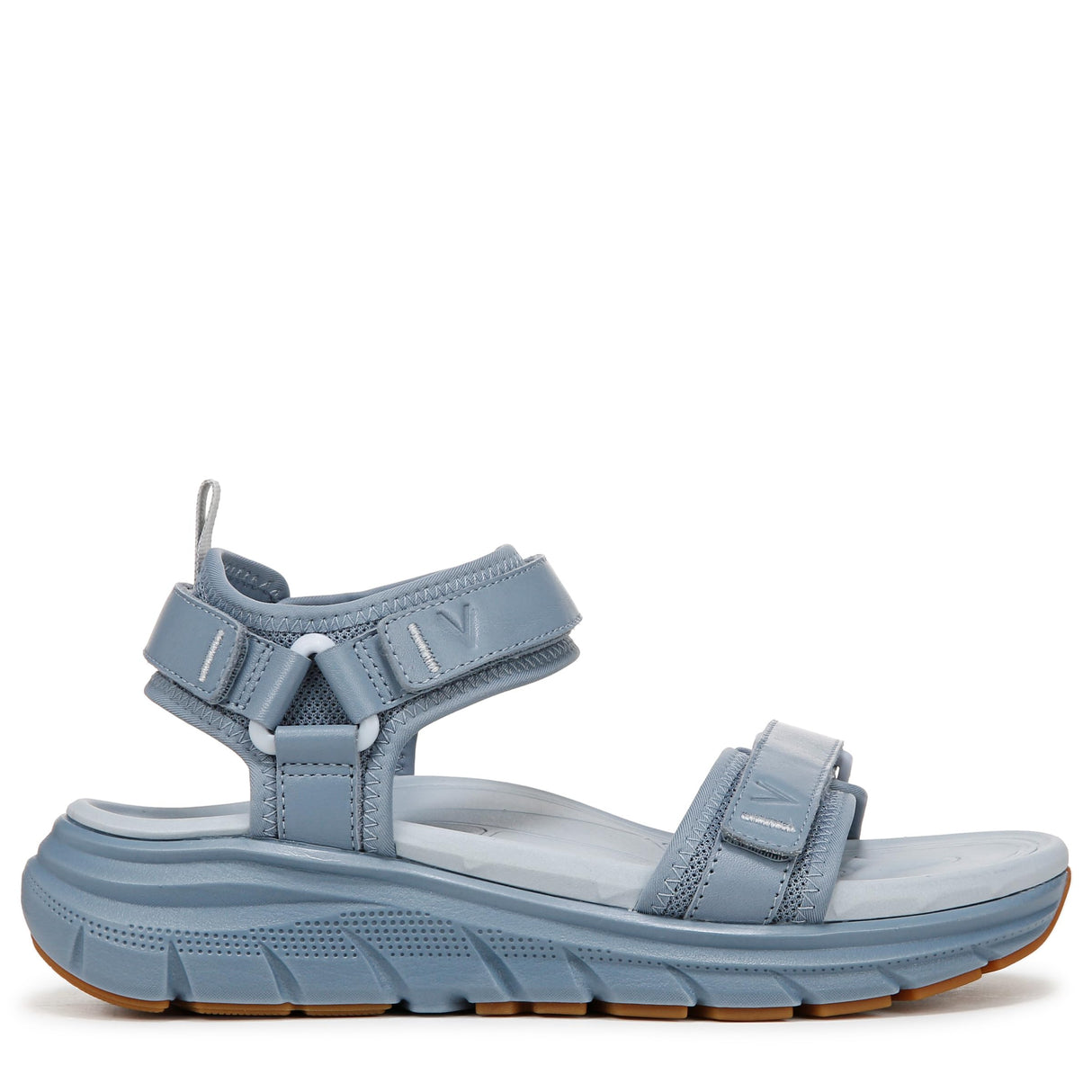 Vintage Blue Haze Leather and Fabric