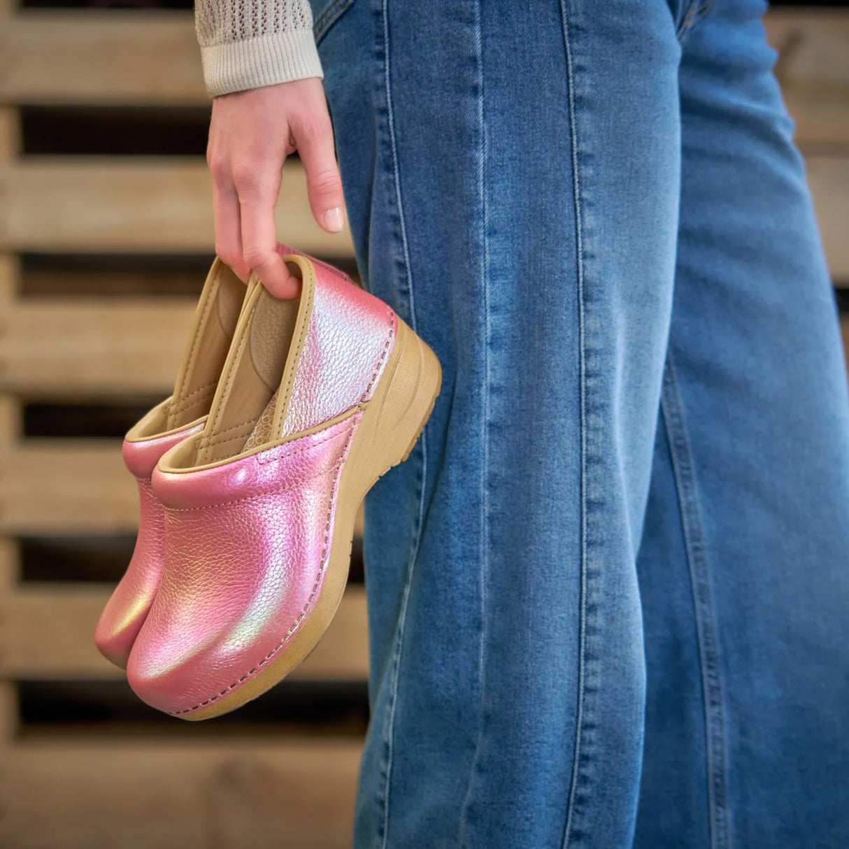 Pink Iridescent Leather