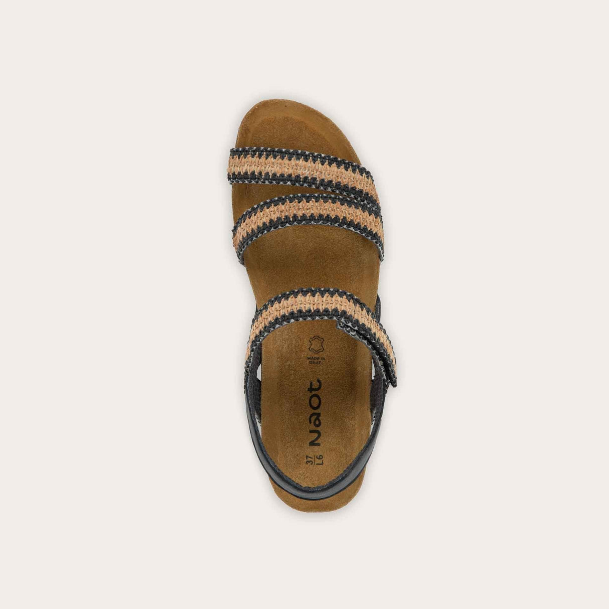 Jet Black Leather/Black/Brown Raffia