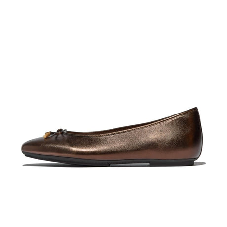 FitFlop Delicato Bow Soft Metallic-Leather Women's – Metallic Chocolate Brown