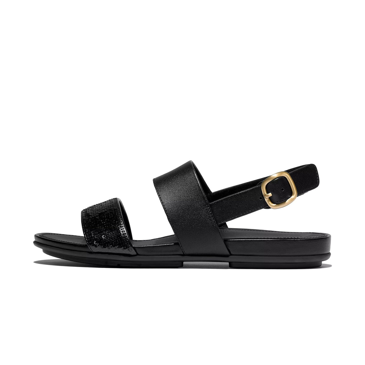 FitFlop Gracie Sequin Leather Back-Strap Women's – Black