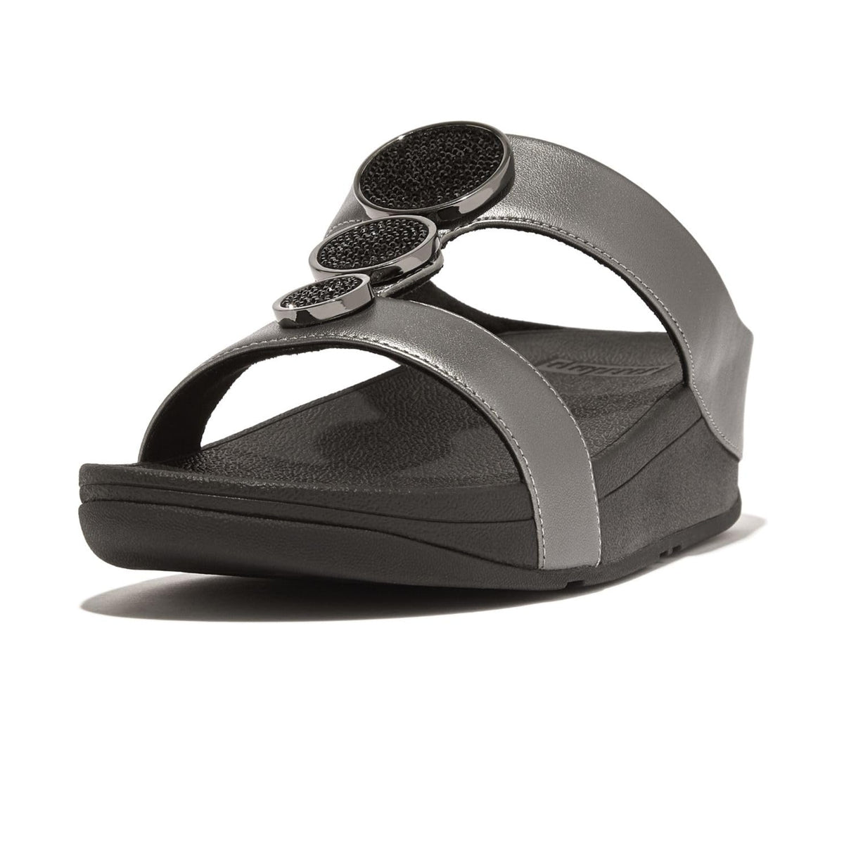 FITFLOP Halo Bead-Circle Metallic H-Bar Women's – Pewter Black