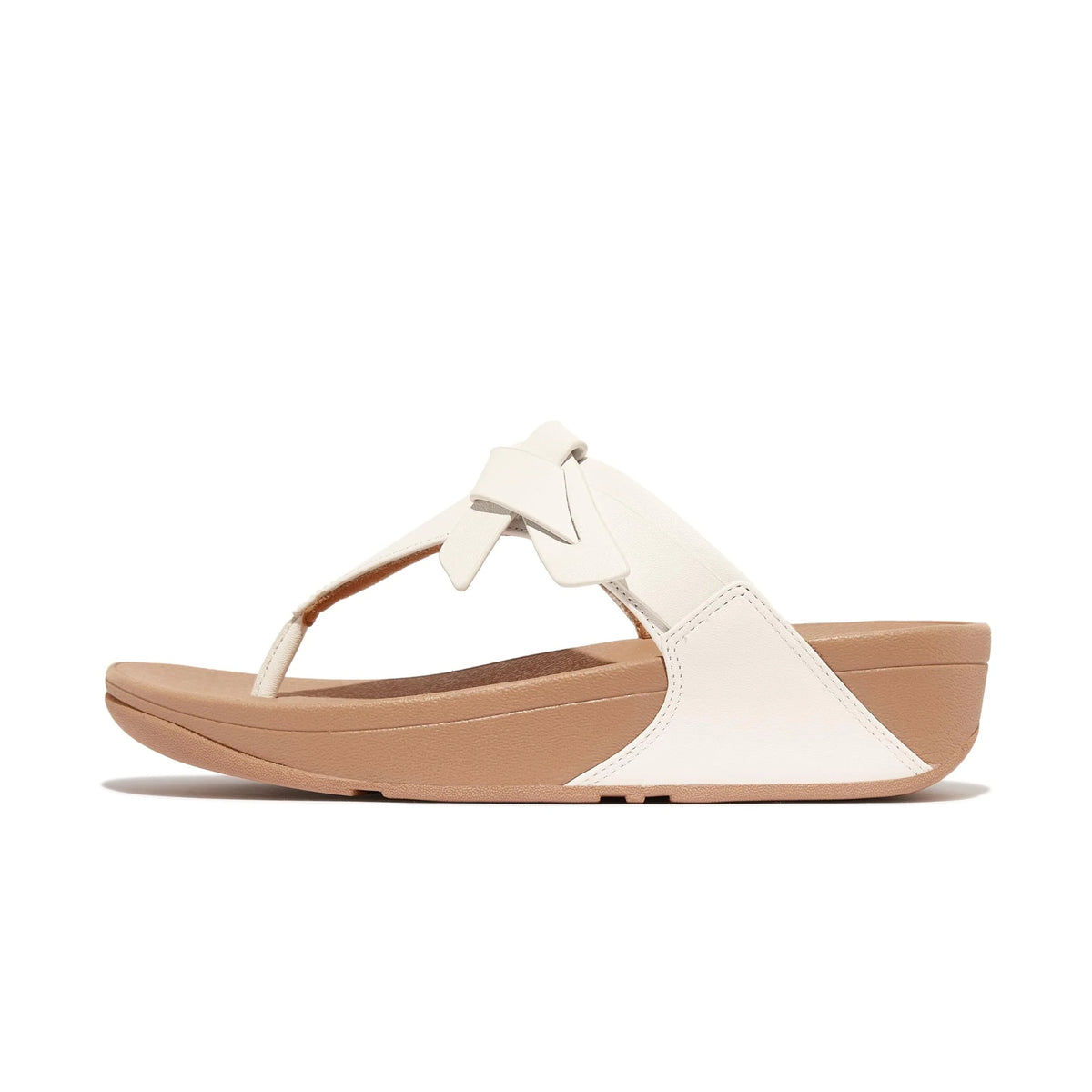 FitFlop Lulu Folded-Knot Leather Toe-Post Women's – Urban White