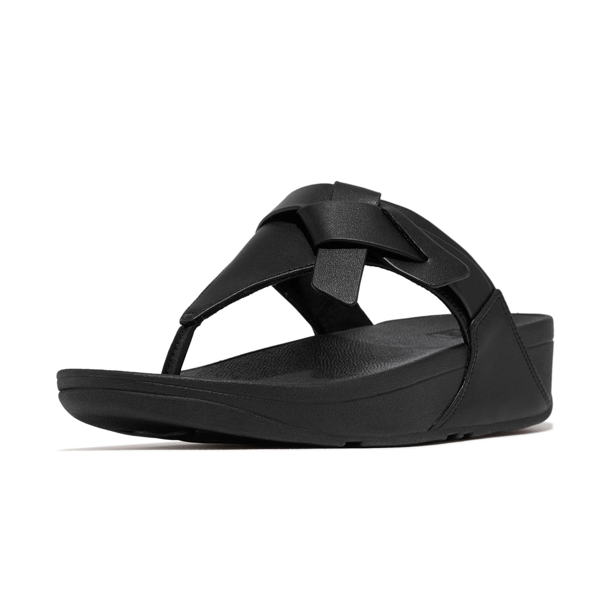 Fitflop Lulu Folded-Knot Leather Toe-Post Women's – Black