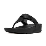 Fitflop Lulu Folded-Knot Leather Toe-Post Women's – Black