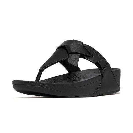 Fitflop Lulu Folded-Knot Leather Toe-Post Women's – Black