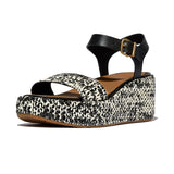 FITFLOP Platfforms Woven Wedge Ankle-Strap Women's – Black/Ivory Mix