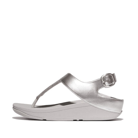 FitFlop F-Mode Leather-Twist Flatform Women's – Silver